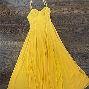 Lulu's Yellow Spaghetti Strap Sundress for Weddings